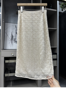 鳞片串珠亮片半身裙女 C2559 外M单重磅及 气质女神