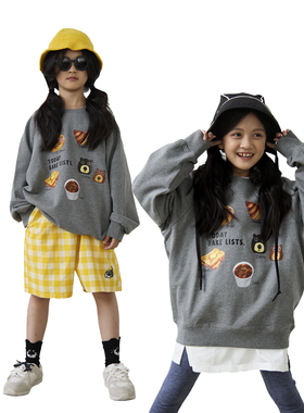 iaiammo艾米AW原创 早餐面包小熊 数码印花儿童童装中性 全棉卫衣