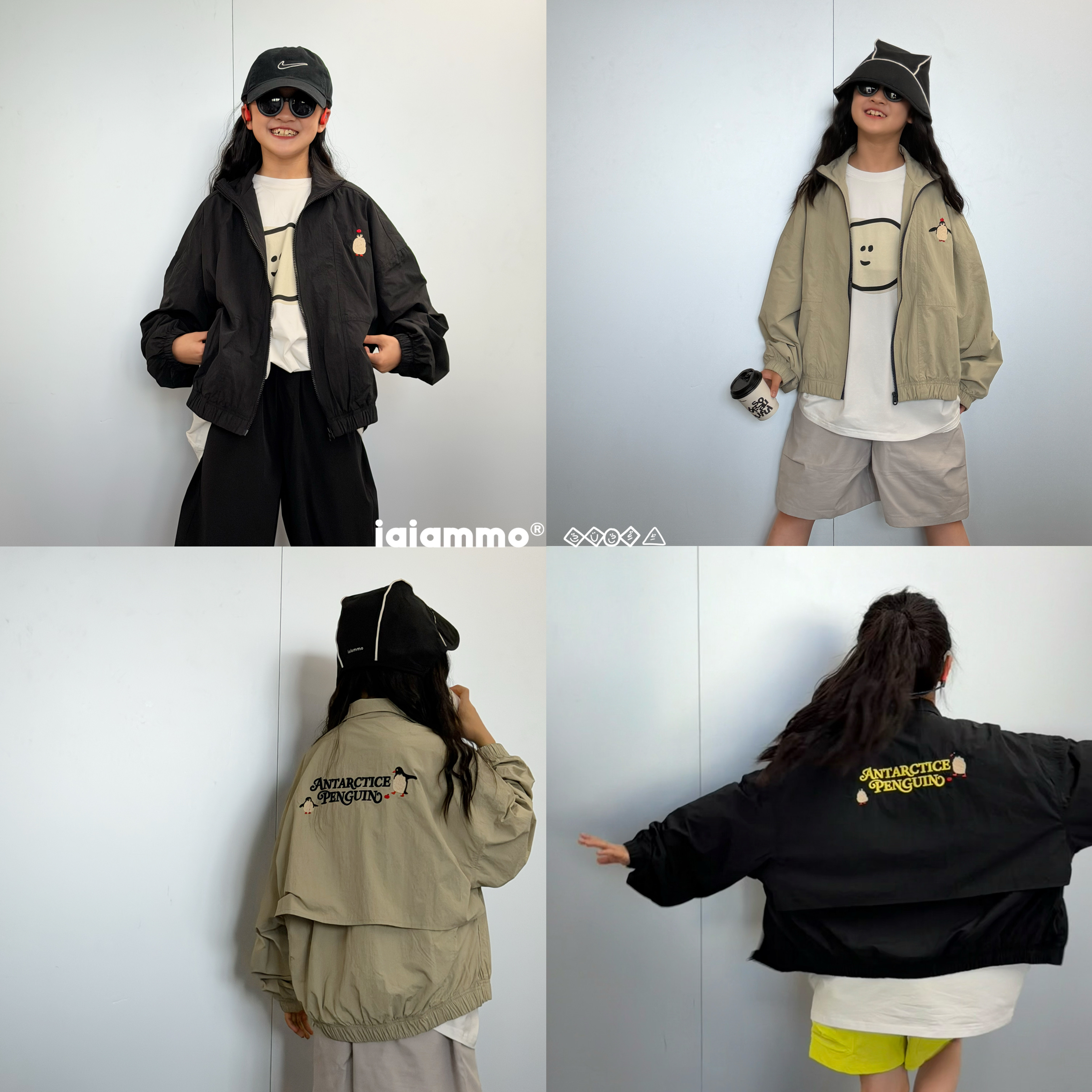 iaiammo | 26SS「插画师款」企鹅男女中大童装棒球飞行员夹克外套