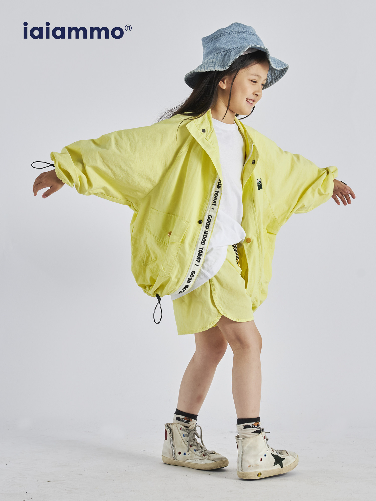 iaiammo 春夏新款 活力明亮黄防晒衫 皮肤衣儿童透气休闲外套短裤,童装/婴儿装/亲子装,套装,淘宝优惠券,粉丝福利购,淘宝优惠卷
