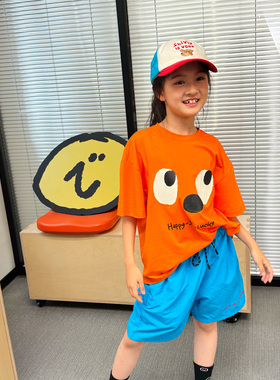 iaiammo丨25原创设计 笑脸表情韩版洋气男女中大童装 纯棉短袖T恤