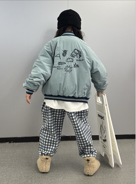 iaiammo丨原创秋冬「3M新雪丽」涂鸦刺绣男女中大童棒球夹克棉服