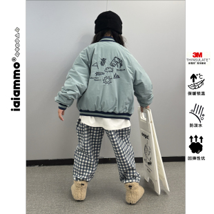 iaiammo丨原创秋冬「3M新雪丽」涂鸦刺绣男女中大童棒球夹克棉服
