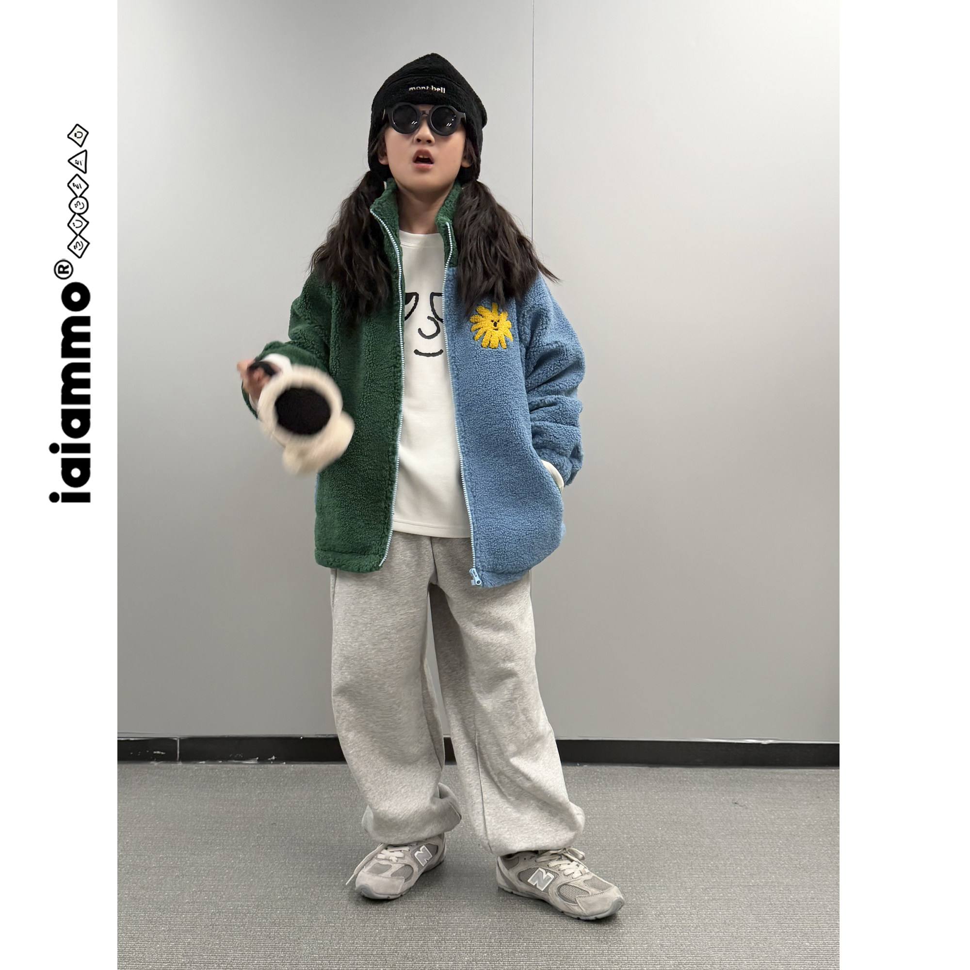 iaiammo丨原创「锁温保暖羊羔绒」男女儿童装立领拼接刺绣外套
