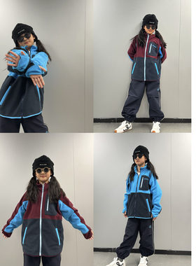 iaiammo | 原创秋冬户外「保暖摇粒绒」宽松立领拼色开衫儿童卫衣