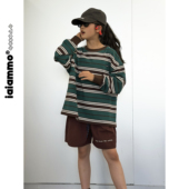 宽松撞色男女儿童T恤 洋气舒适「撞色条纹」长袖 iaiammo 26SS