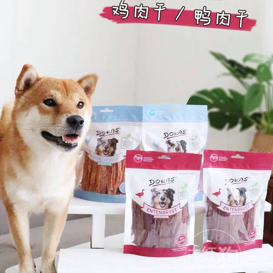 Dokas出口德国鸡肉条鸭肉条狗狗宠物零食大包肉干250g