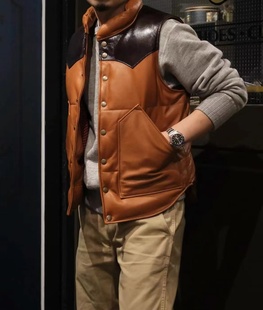 现货 LEATHER 牛皮马皮拼皮羽绒马甲 正规代理 经典 superXY