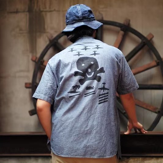 现货【superXY】The REAL McCOY'S 薄款5oz海盗旗骷髅工装衬衫