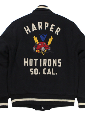 现货【superXY】FREEWHEELERS V8老爷车 羊毛复古棒球夹克 黑色