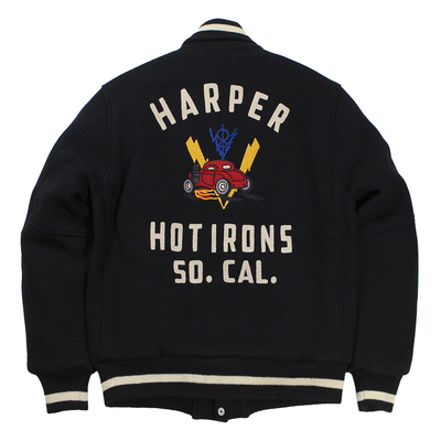 现货【superXY】FREEWHEELERS V8老爷车 羊毛复古棒球夹克 黑色