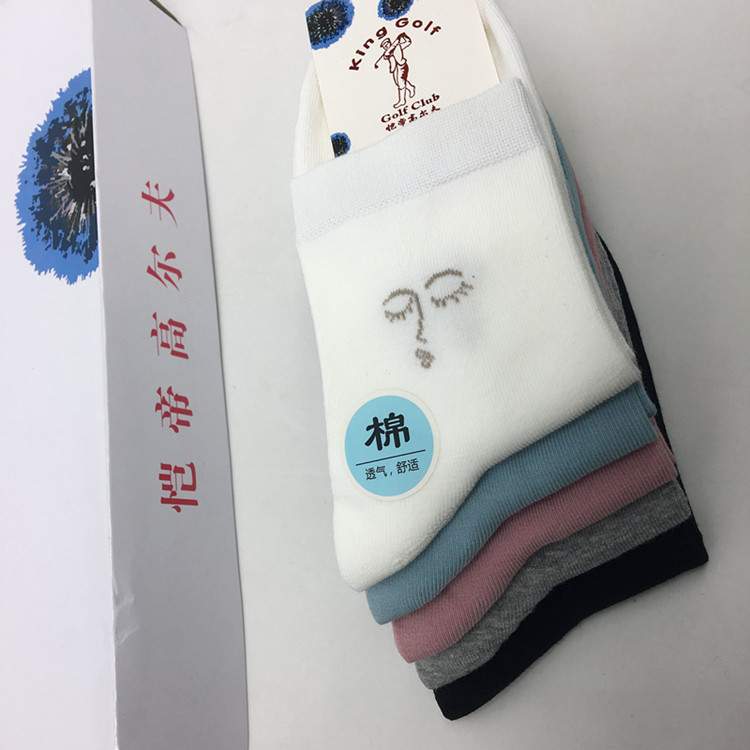 高尔夫韩国全棉秋冬季厚款中筒袜