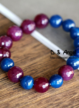 天然台湾深蓝色玛瑙手链女士礼物
