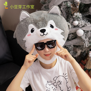 新品大灰狼动物头套可爱沙雕帽子儿童学校表演舞台拍照搞怪道具