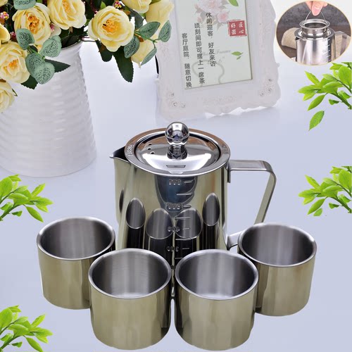雅功夫304不锈钢拉花杯泡茶壶
