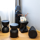 侘寂风实木碳化木墩子边几原木根雕花架凳子黑色矮凳民宿木桩摆件