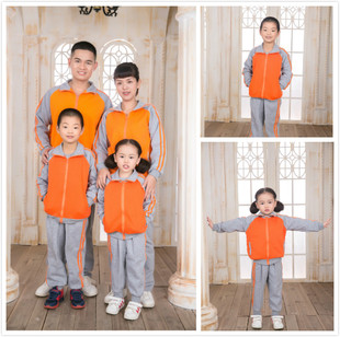 幼儿园园服春秋装橙色小学生校服老师运动服条纹套装儿童班服定制