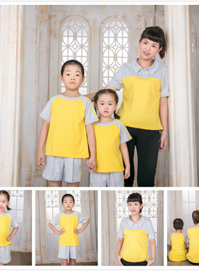 夏季新款黄色纯棉棉短袖幼儿园园校服 班服夏装师服春夏春秋季