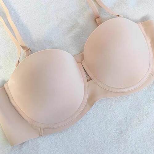桑扶兰正品无痕半杯聚拢防滑无肩带美背内衣光面春夏