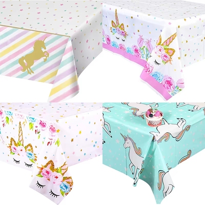 unicorn party furnishing独角兽派对装饰品一次性大桌布生日布置