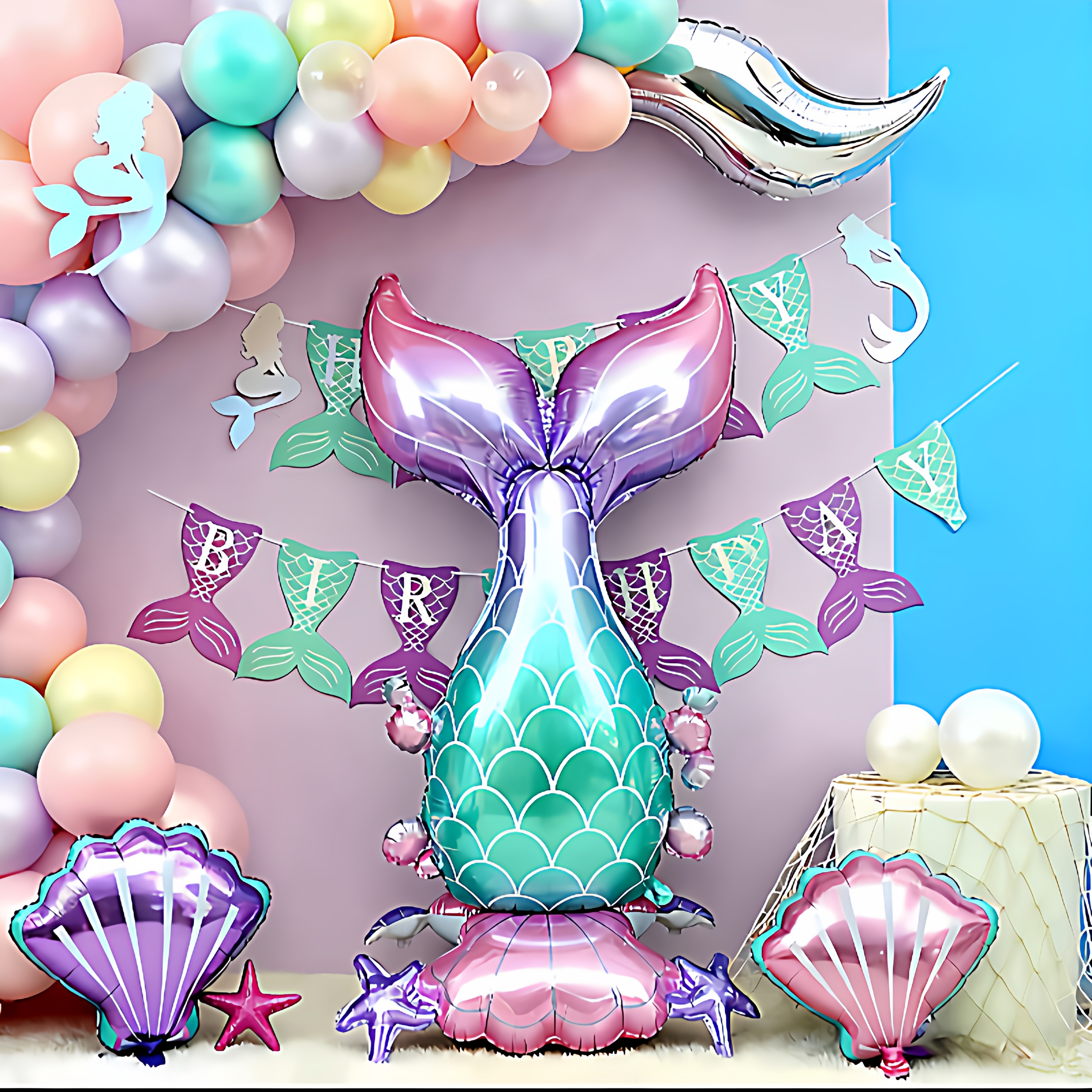 美人鱼主题派对装饰铝膜气球卡通