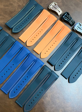 原装弧形硅胶表带适配欧米茄新海马300汉密尔顿海洋宇宙600AT150