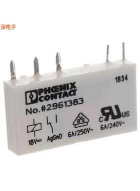 2961383|通孔RELAY GEN PURPOSE SPDT 6A 18