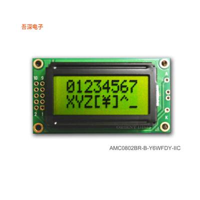 AMC0802BR-B-Y6WFDY-I2C|原装全新LCD COB CHAR 8X2 Y/