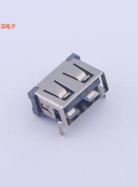 910-161A2022S10100 |USB前两脚无边铁壳LCP黑胶6.5SMT