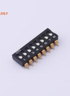 YDC08L2|贴片低拨键不贴膜拨码SMD-16P,6.4x21.4m