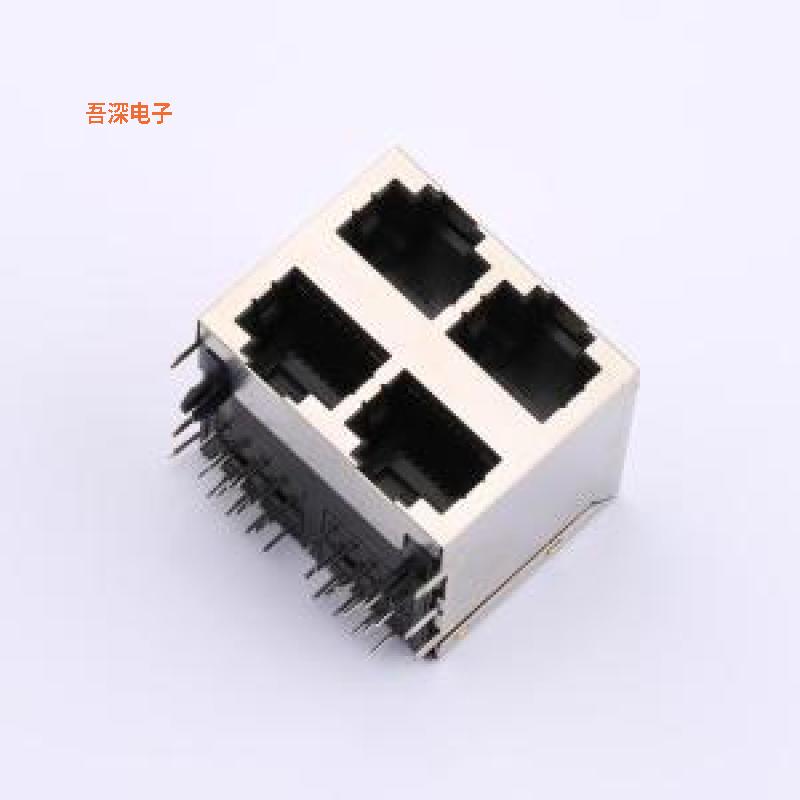 RJ-059B-2X2-4 |原装全新RJ45 8p8c 双层2*2 黑色 铜壳带屏蔽