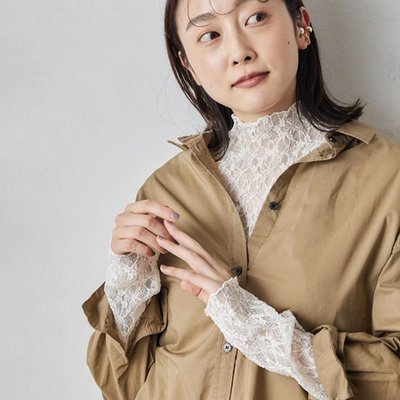 日单日系透视百搭网纱花蕾丝木