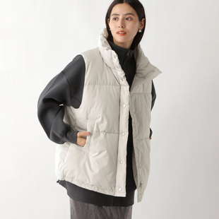 日单日系秋冬浅灰宝蓝黑色百搭保暖拉链厚款 立领棉背心马甲坎肩女