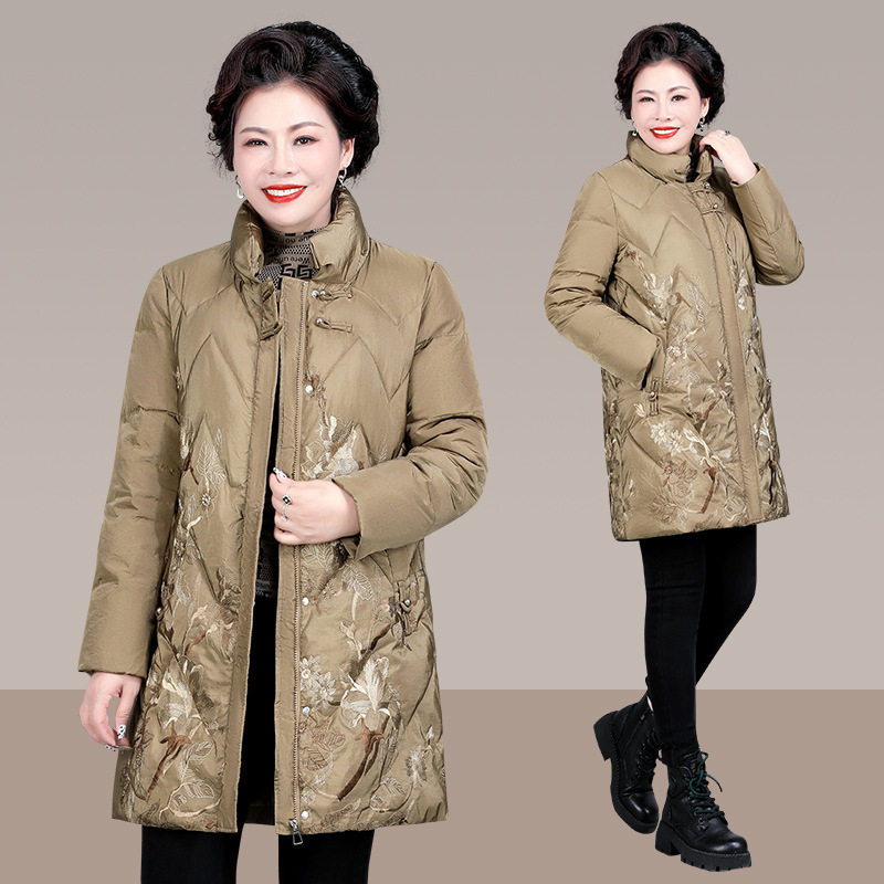 品牌中长款棉服女冬季2025新款连帽中年妈妈棉衣加厚羽绒棉袄面包