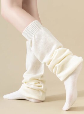 秋冬款JK泡泡袜套堆堆少女显瘦白色中筒袜子外穿保暖连脚腿套日系