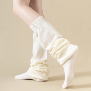 秋冬款 JK泡泡袜套堆堆少女显瘦白色中筒袜子外穿保暖连脚腿套日系