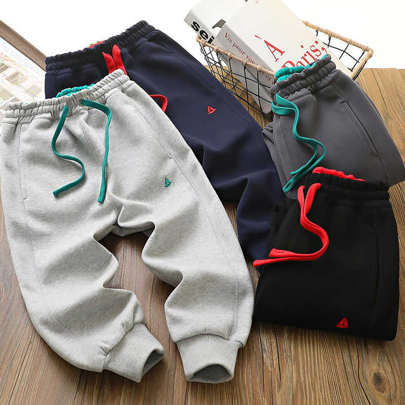 春秋款薄儿童长裤纯棉单裤男童运动裤收口男孩卫衣中大童校服裤子