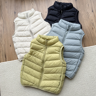 90白鸭绒~儿童羽绒马甲轻薄款秋冬男童女童纯色立领坎肩宝宝背心