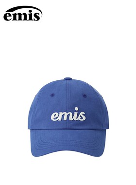 emis帽子女贴布手写体棒球帽男款蓝色大头围韩系软顶鸭舌帽运动帽