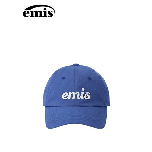emis帽子女贴布手写体棒球帽男款蓝色大头围韩系软顶鸭舌帽运动帽