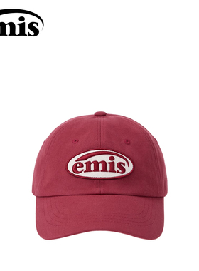 韩国emis棒球帽女情侣软顶经典运动时尚明星同款同色系鸭舌帽红色