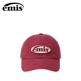 韩国emis棒球帽女情侣软顶经典运动时尚明星同款同色系鸭舌帽红色