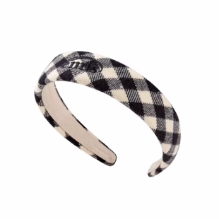 韩国emis官方格子发箍百搭外出洗脸化妆宽边甜美感时尚头箍发卡