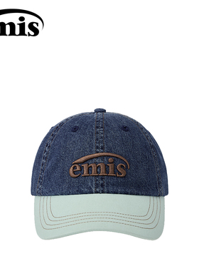 韩国emis棒球帽牛仔拼接男女同款休闲百搭鸭舌帽显脸小蓝色/薄荷