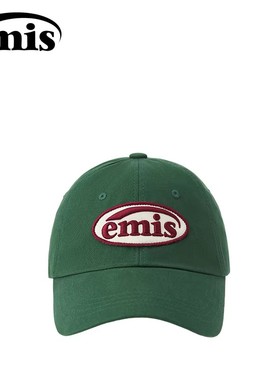 韩国emis帽子狗爪徽章棒球帽男女同款绿色可乐标鸭舌帽时尚百搭潮