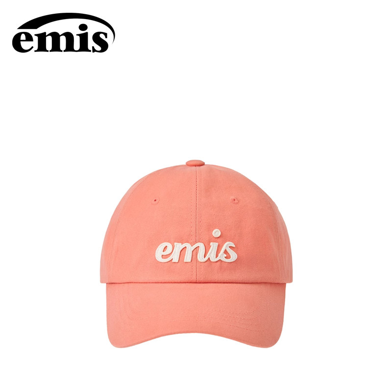 韩国emis帽子女鸭舌帽棒球帽男款大头围秋冬2024新款贴布绣杏色