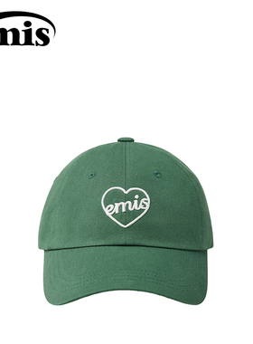 emis爱心帽子女心形棒球帽绿色男鸭舌帽软顶大帽围显脸小防晒新款