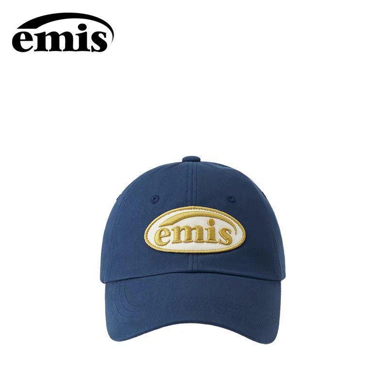 韩国emis帽子狗爪徽章棒球帽可乐标藏青色鸭舌帽男女时尚百搭软顶
