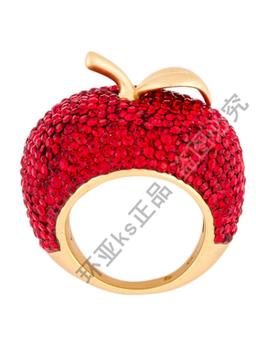 小众设计ks Dashing Beauty Apple Ring满钻红苹果复古戒指