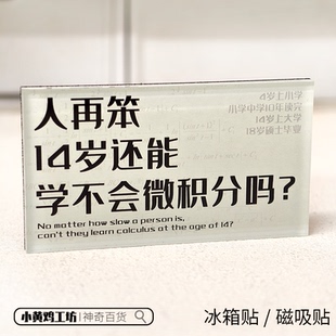 人再笨14岁还能学不会微积分吗磁吸贴冰箱贴钱学森名人名言装饰品